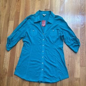 Guess Blue Button Down Shirt with Notched Collar